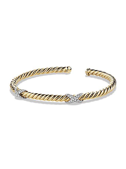 David Yurman - X Double Station Bracelet with Diamonds in Gold