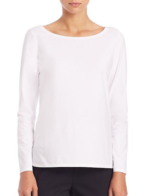 Lafayette 148 New York - Stretch Cotton Jersey Curved-Hem Tee