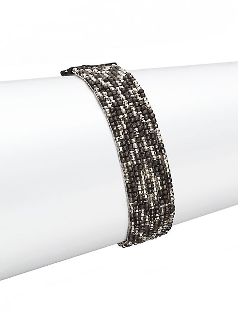 Chan Luu - Gunmetal, Sterling Silver & Leather Multi-Row Beaded Bracelet