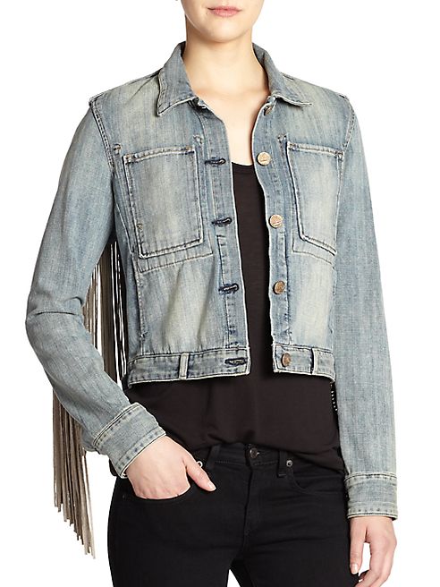 McGuire - Skywalker Leather Fringe-Trimmed Denim Jacket