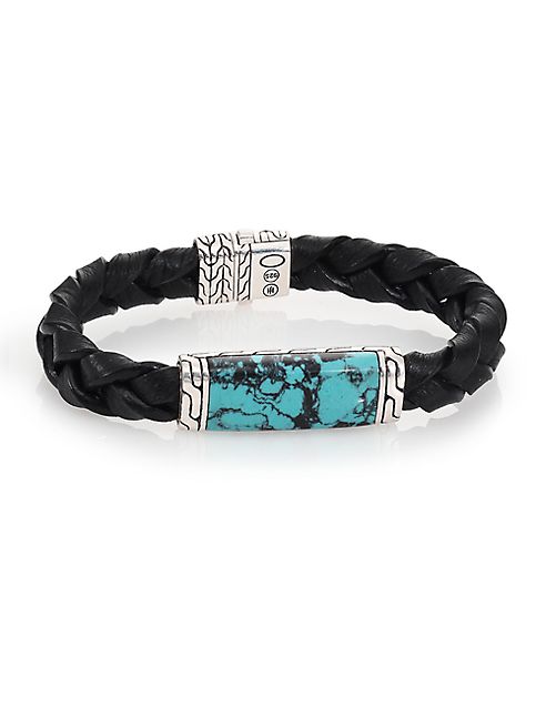 John Hardy - Batu Classic Chain Turquoise, Sterling Silver & Leather Bracelet