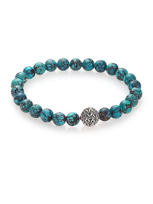 John Hardy - Batu Classic Chain Turquoise & Sterling Silver Bead Bracelet