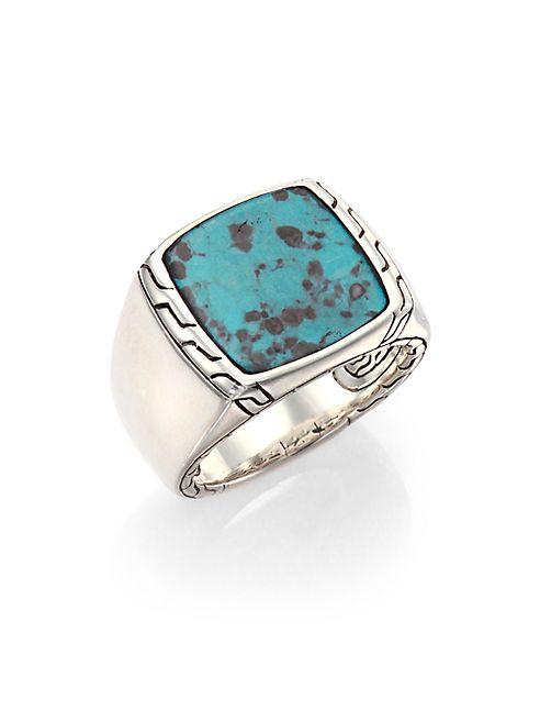 John Hardy - Batu Classic Chain Turquoise & Sterling Silver Signet Ring