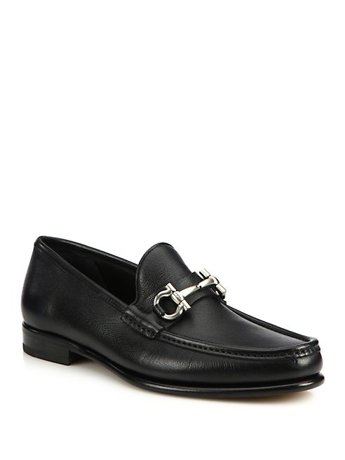 Salvatore Ferragamo - Mason Bit Pebbled Leather Loafers