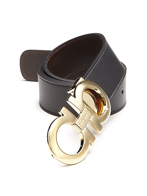 Salvatore Ferragamo - Adjustable & Reversible Double Gancini Leather Belt