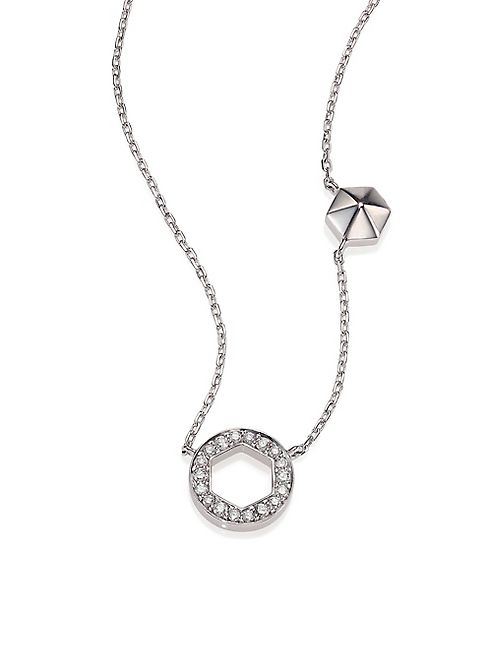 Marli - Astrid Diamond & 18K White Gold M+M Circle Necklace