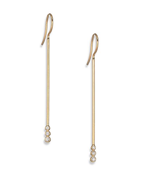 Mizuki - Diamond & 14K Yellow Gold Short Bar Drop Earrings