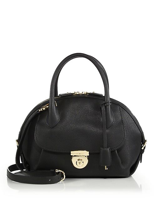 Salvatore Ferragamo - Fiamma Medium Pebbled Leather Satchel