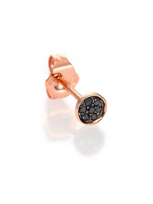 Sydney Evan - Black Diamond & 14K Rose Gold Tiny Disc Single Stud Earring