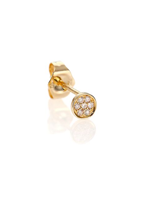 Sydney Evan - Diamond & 14K Yellow Gold Tiny Disc Single Stud Earring