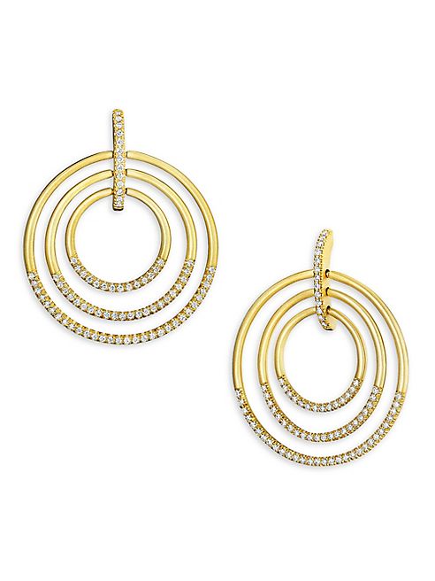 Carelle - Large Moderne Diamond & 18K Yellow Gold Trio Earrings