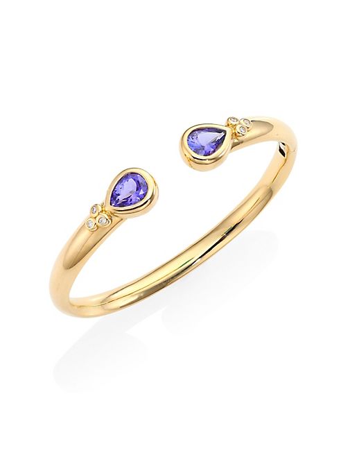 Temple St. Clair - Bella Diamond, Tanzanite & 18K Yellow Gold Bangle Bracelet