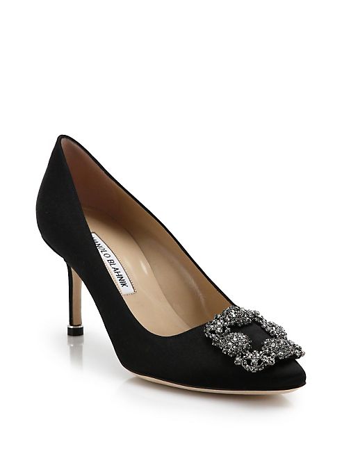 Manolo Blahnik - Hangisi 70 Crystal-Embellished Satin Pumps