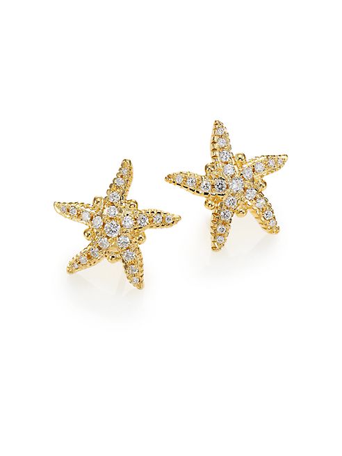 Temple St. Clair - Diamond & 18K Yellow Gold Sea Star Stud Earrings