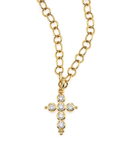 Temple St. Clair - Classic Diamond & 18K Yellow Gold Cross Pendant