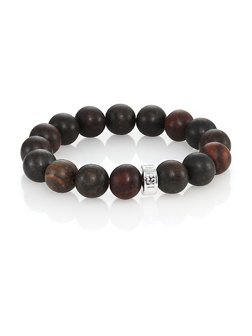 Nest - Ebony Wood Logo Beaded Stretch Bracelet