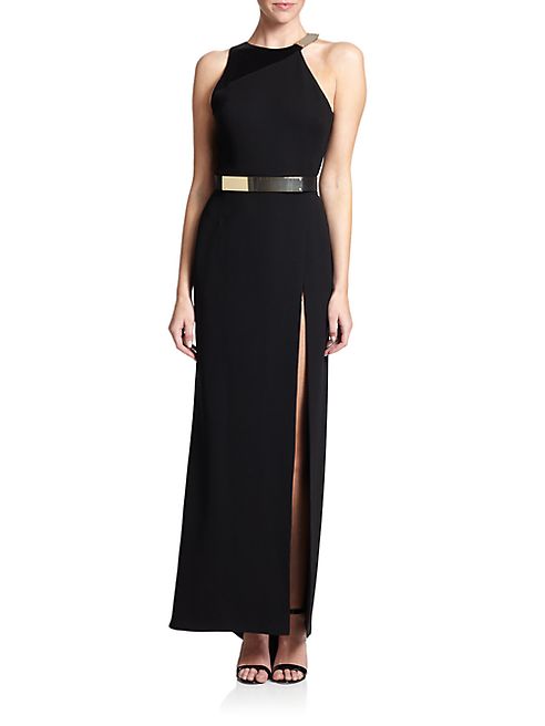 Halston Heritage - Asymmetrical Crepe Column Gown