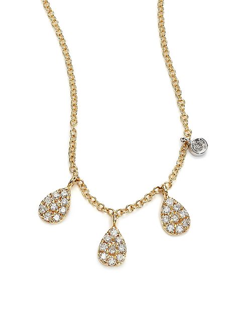 Meira T - Diamond & 14K Yellow Gold Pear Charm Necklace