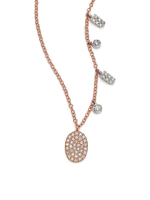 Meira T - Diamond & 14K Rose Gold Oval Pendant Necklace