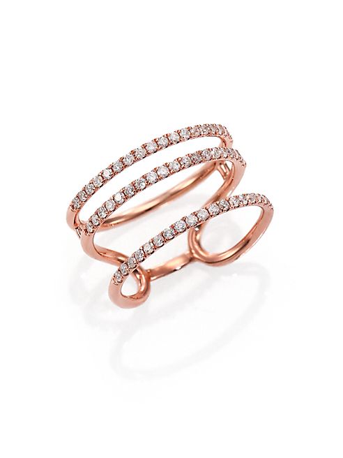 Meira T - Diamond & 14K Rose Gold Triple Band Ring