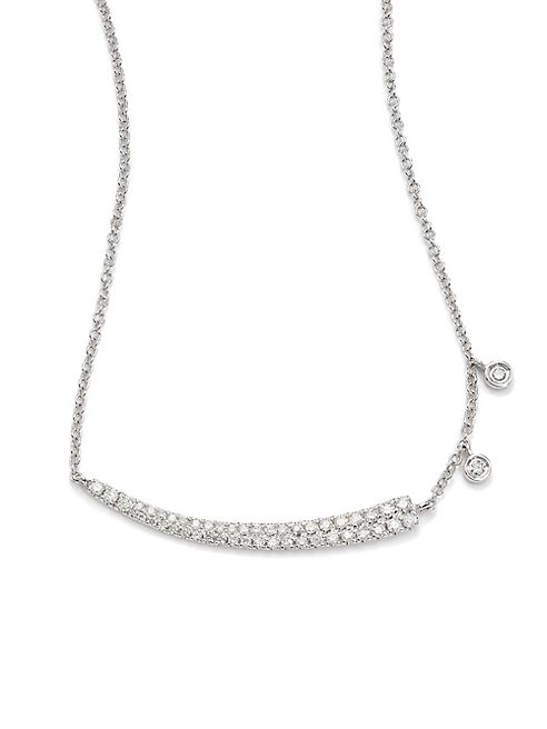 Meira T - Diamond & 14K White Gold Asymmetrical Curved Bar Necklace