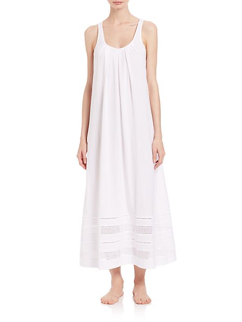 Oscar de la Renta Sleepwear - Open-Work Cotton Gown