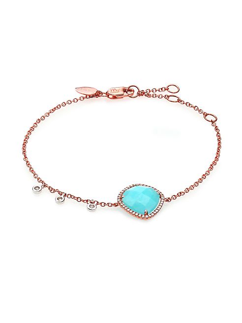 Meira T - Blue Amazonite, Diamond & 14K Rose Gold Bracelet