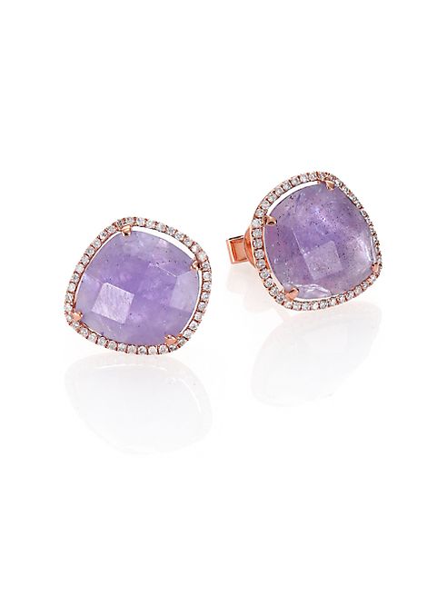 Meira T - Tanzanite, Mother-Of-Pearl, Diamond & 14K Rose Gold Doublet Earrings