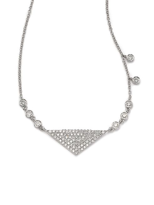 Meira T - Diamond & 14K White Gold Six-Bezel Triangle Necklace