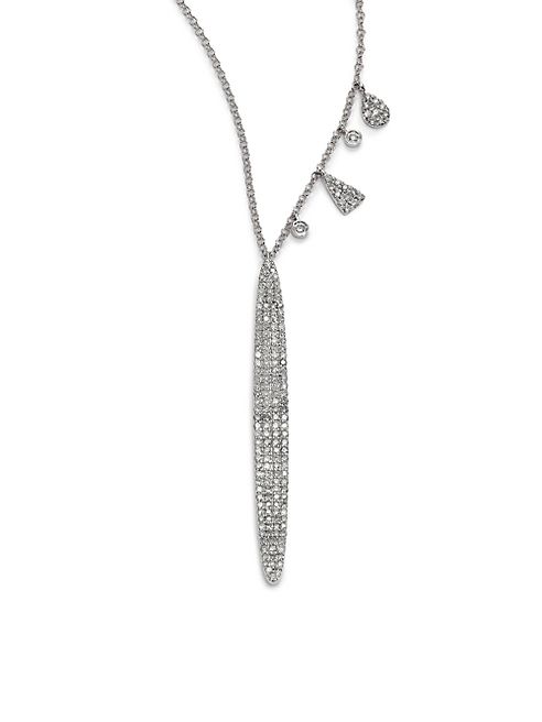 Meira T - Diamond & 14K White Gold Drop Pendant Necklace