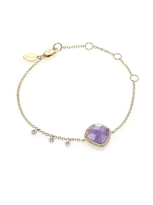 Meira T - Tanzanite, Mother-Of-Pearl, Diamond & 14K Yellow Gold Doublet Bracelet