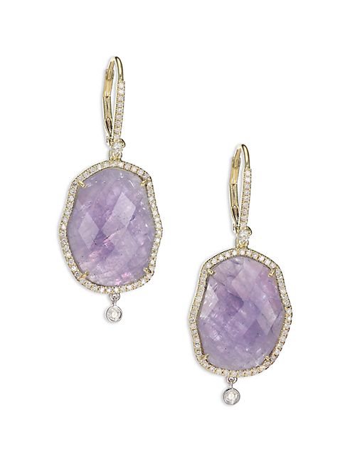 Meira T - Tanzanite, Mother-Of-Pearl, Diamond & 14K Yellow Gold Drop Earrings