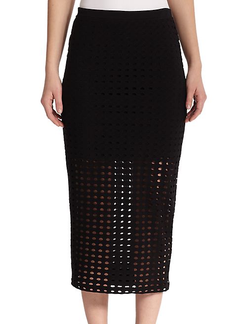 T by Alexander Wang - Perforated Overlay Pencil Skirt