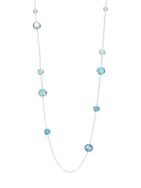 IPPOLITA - Rock Candy Aquamarine, Larimar, Blue Topaz, Mother-Of-Pearl & Sterling Silver Lollipop Station Necklace