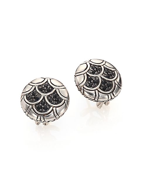 John Hardy - Naga Black Sapphire & Sterling Silver Button Earrings