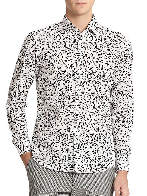 Kent and Curwen - Splinter-Print Cotton Button-Down Shirt