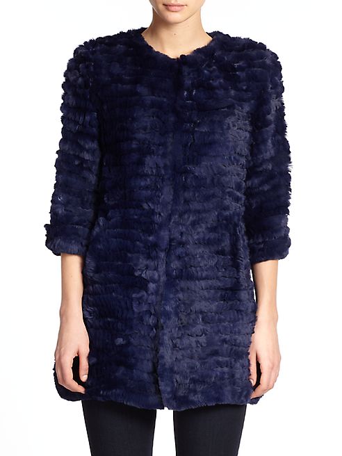 Adrienne Landau - Knit Rabbit Fur Coat