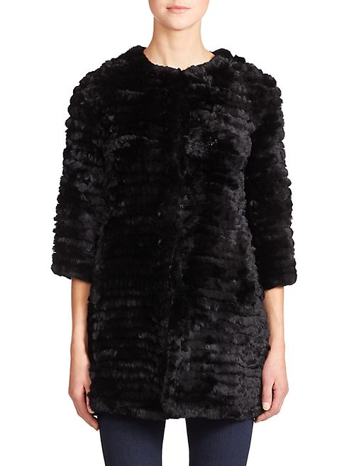 Adrienne Landau - Knit Rabbit Fur Coat