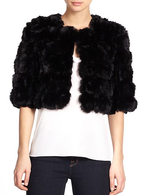 Adrienne Landau - Cropped Rabbit Fur Jacket