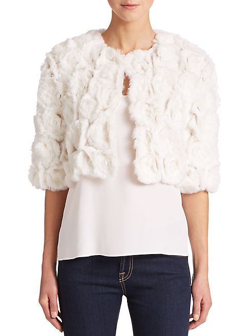 Adrienne Landau - Cropped Rabbit Fur Jacket