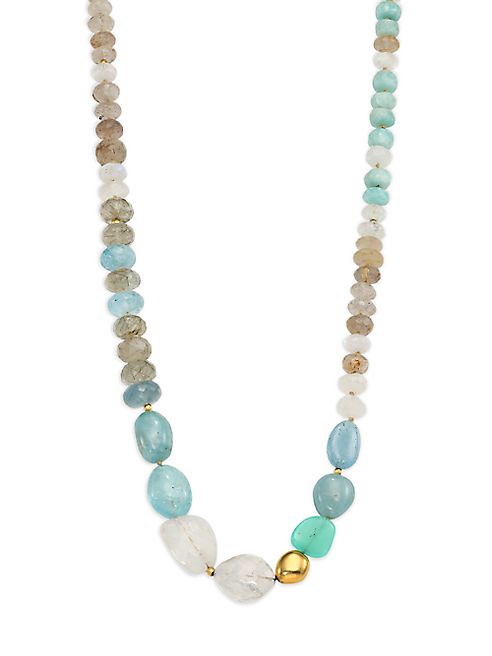 Lena Skadegard - Dunna Terra Semi-Precious Multi-Stone & 18K Yellow Gold Beaded Strand Necklace