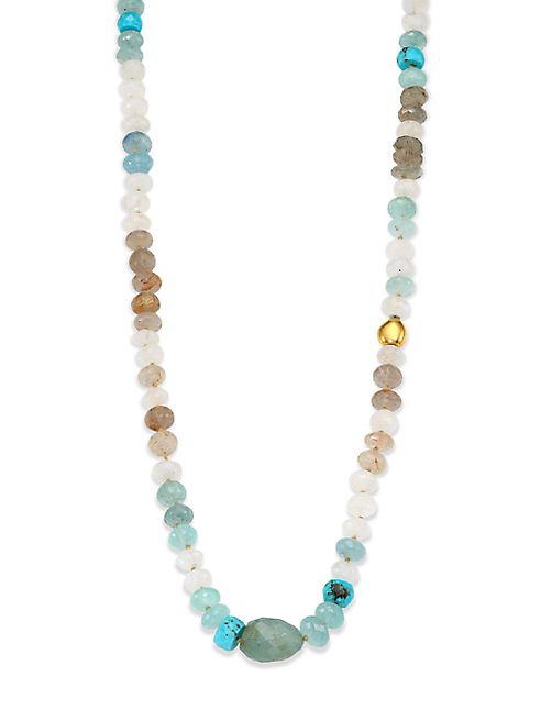 Lena Skadegard - Semi-Precious Multi-Stone & 18K Yellow Gold Beaded Strand Necklace