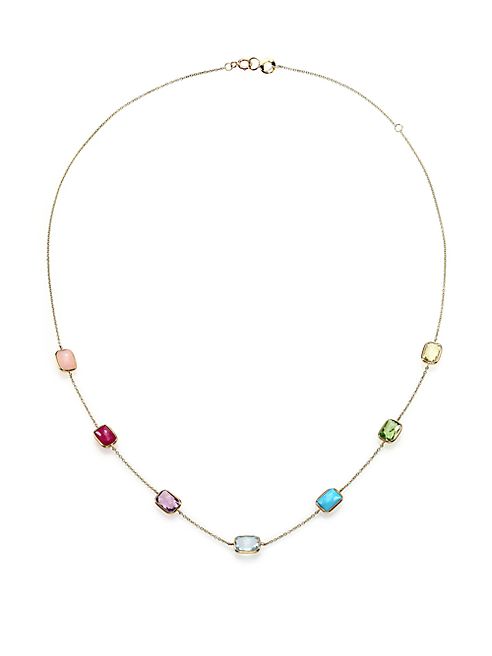 IPPOLITA - Rock Candy Summer Rainbow Semi-Precious Multi-Stone & 18K Yellow Gold Mini Gelato Station Necklace