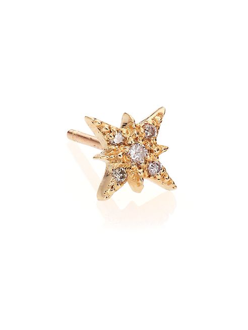 Jacquie Aiche - Diamond & 14K Yellow Gold Starburst Single Stud Earring