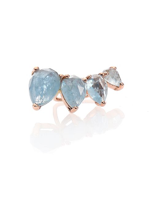 Jacquie Aiche - Aquamarine & 14K Rose Gold Graduated Single Ear Cuff