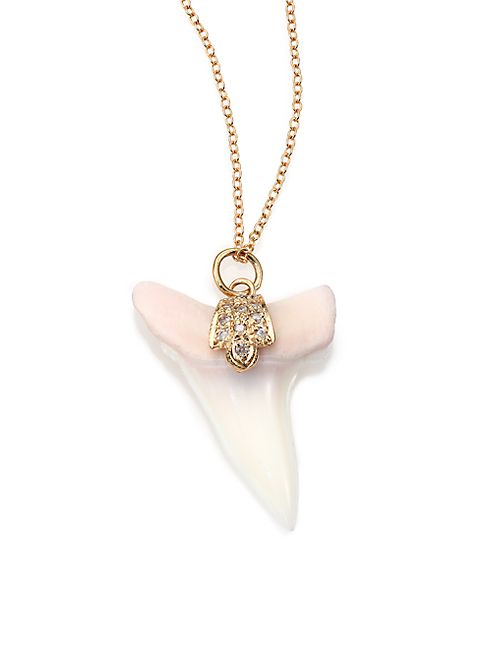 Jacquie Aiche - Shark Tooth, Diamond & 14K Yellow Gold Capped Pendant Necklace