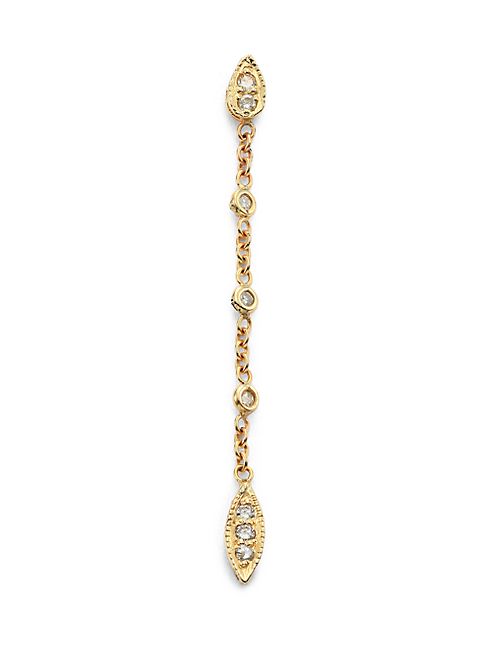 Jacquie Aiche - Diamond & 14K Yellow Gold Tinkerbell Chain Single Drop Earring