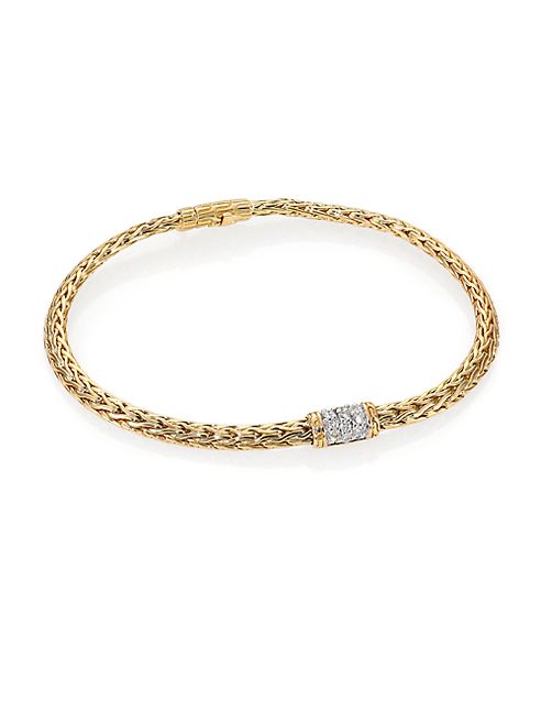 John Hardy - Classic Chain Mini Diamond & 18K Yellow Gold Bracelet