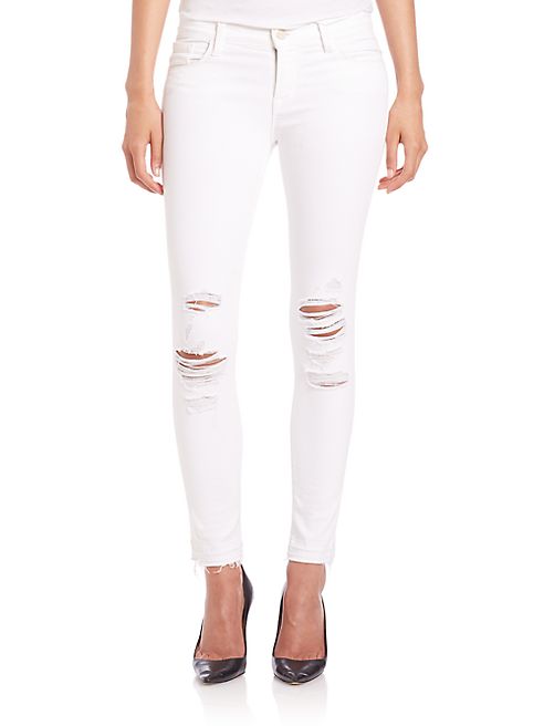 J BRAND - Distressed Low-Rise Cropped Skinny Jeans/Demented