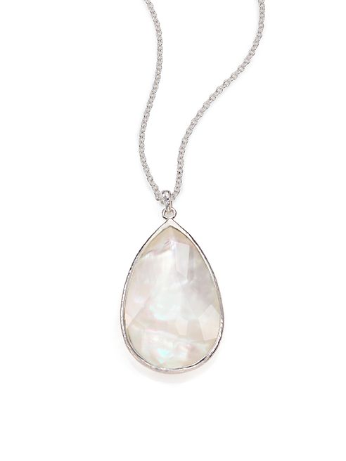 IPPOLITA - Rock Candy Mother-Of-Pearl, Clear Quartz & Sterling Silver Elongated Drop Pendant Necklace